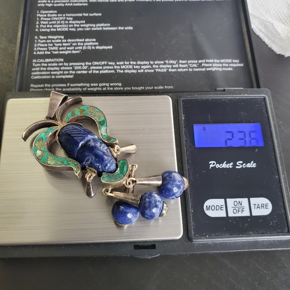 Watch Video / Sterling Silver 925 Native Face Pendant Turquoise / Lapis Lazuli